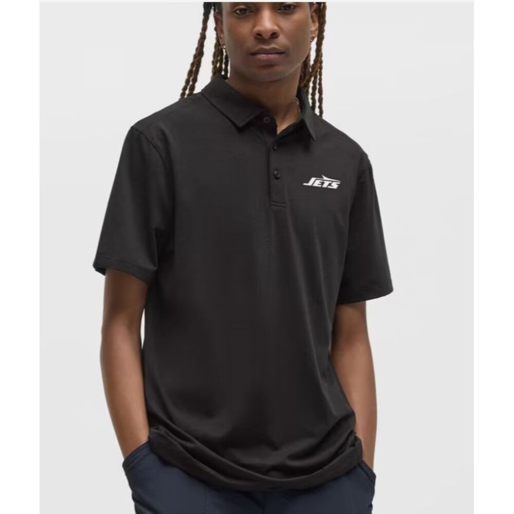 LULULEMON New York Jets Evolution Polo Shirt Black Short Sleeve NFL Mens XS NWT